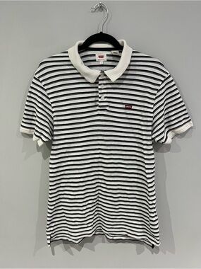 Levi's Black & White Striped Polo Shirt